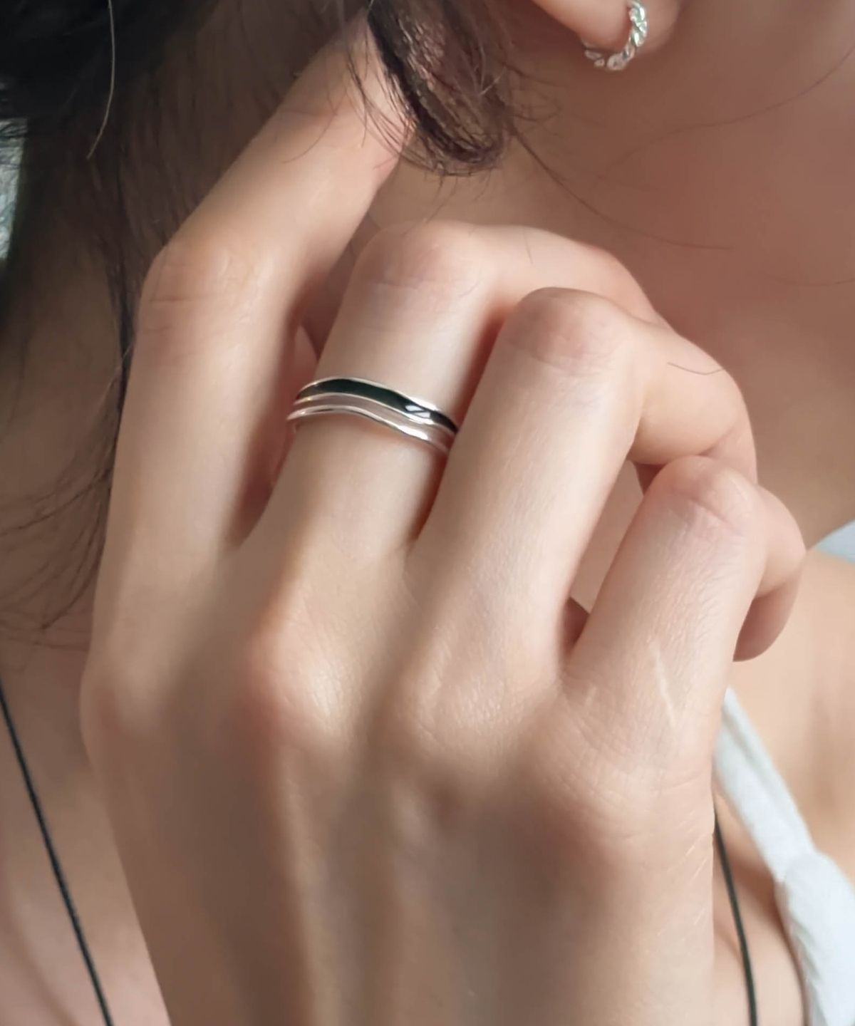 바라두(BARADU) 925 Double line open ring