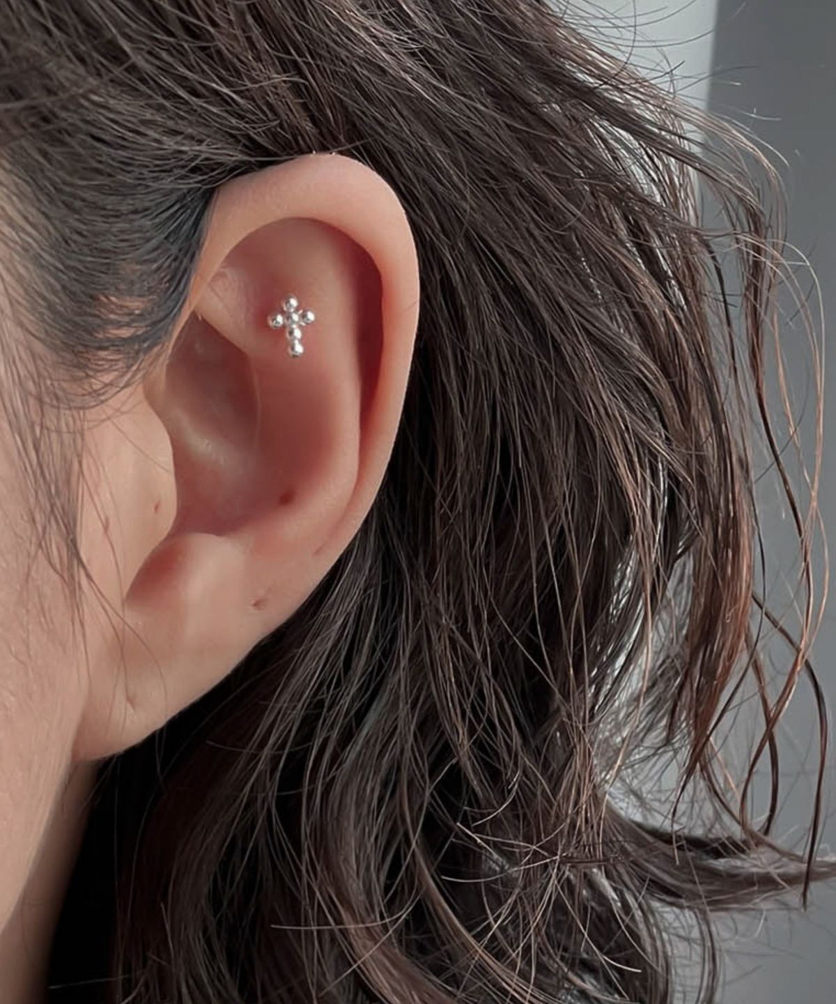 바라두(BARADU) 925 Dot cross piercing (single)