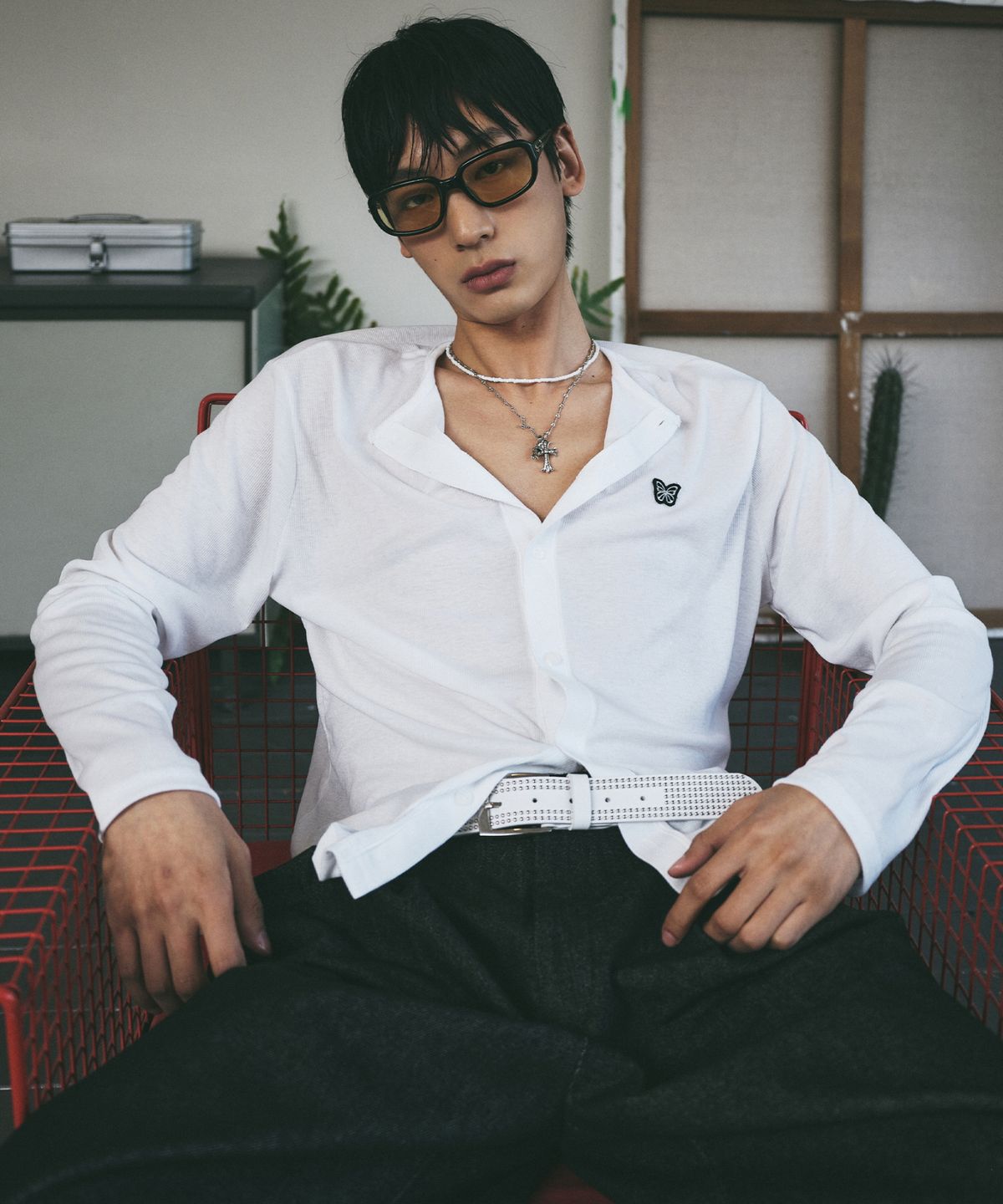 닉앤니콜(NICK&NICOLE) RIBBED BUTTERFLY PATCH CARDIGAN_IVORY