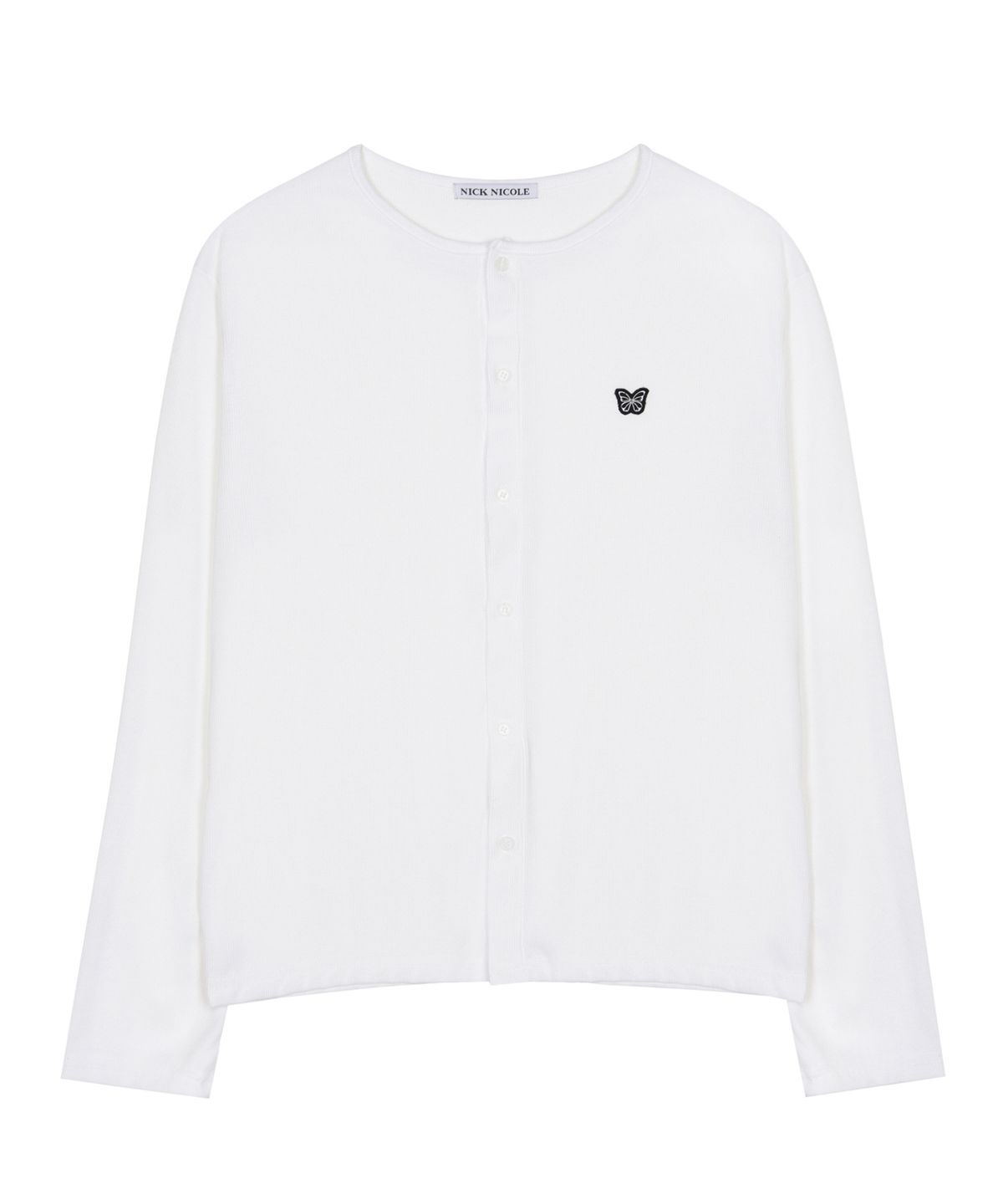 닉앤니콜(NICK&NICOLE) RIBBED BUTTERFLY PATCH CARDIGAN_IVORY