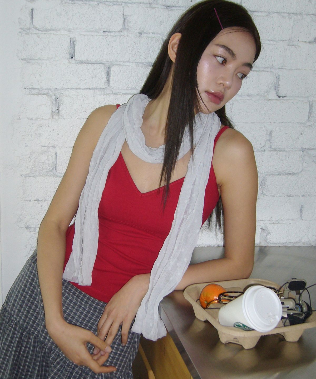 포에브(POEV) Skinny Crinkled Scarf [5 Color]