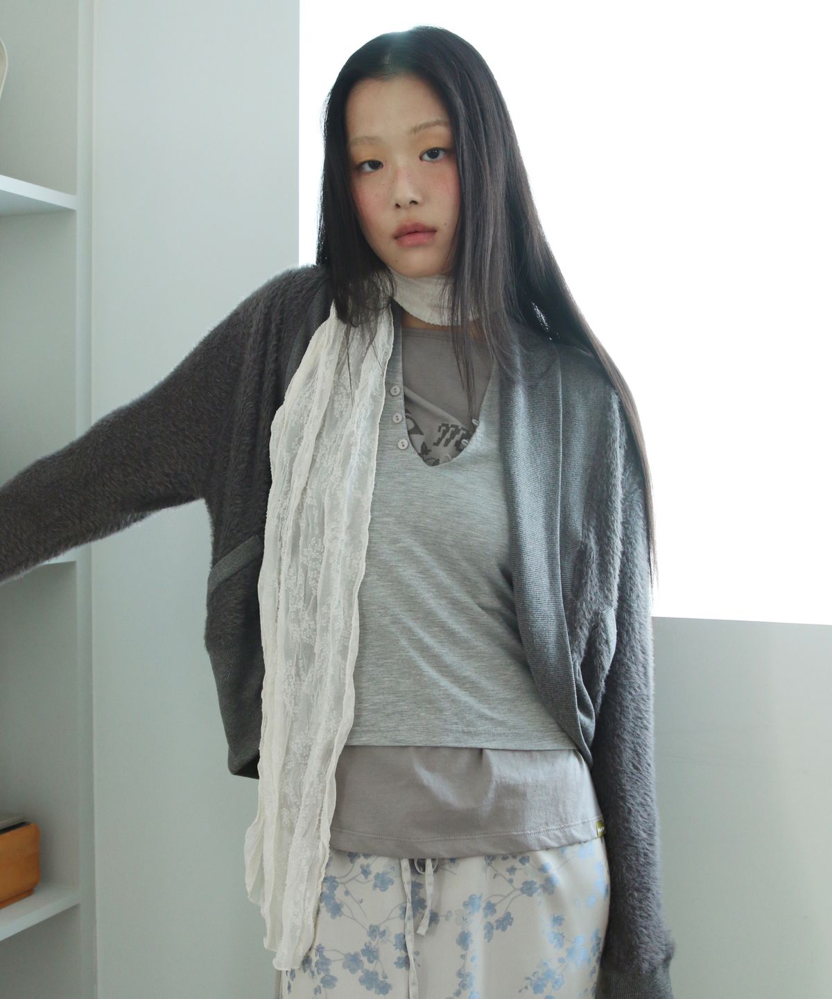포에브(POEV) Skinny Crinkled Scarf [5 Color]