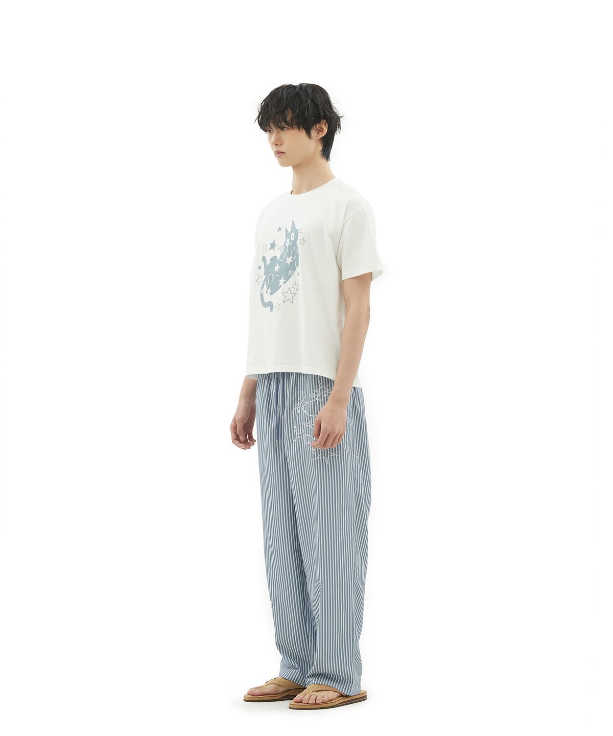 데프가먼츠(DEFGARMENTS) (DEFG X 나는진희) PLANET STRIPE PANTS [NAVY]