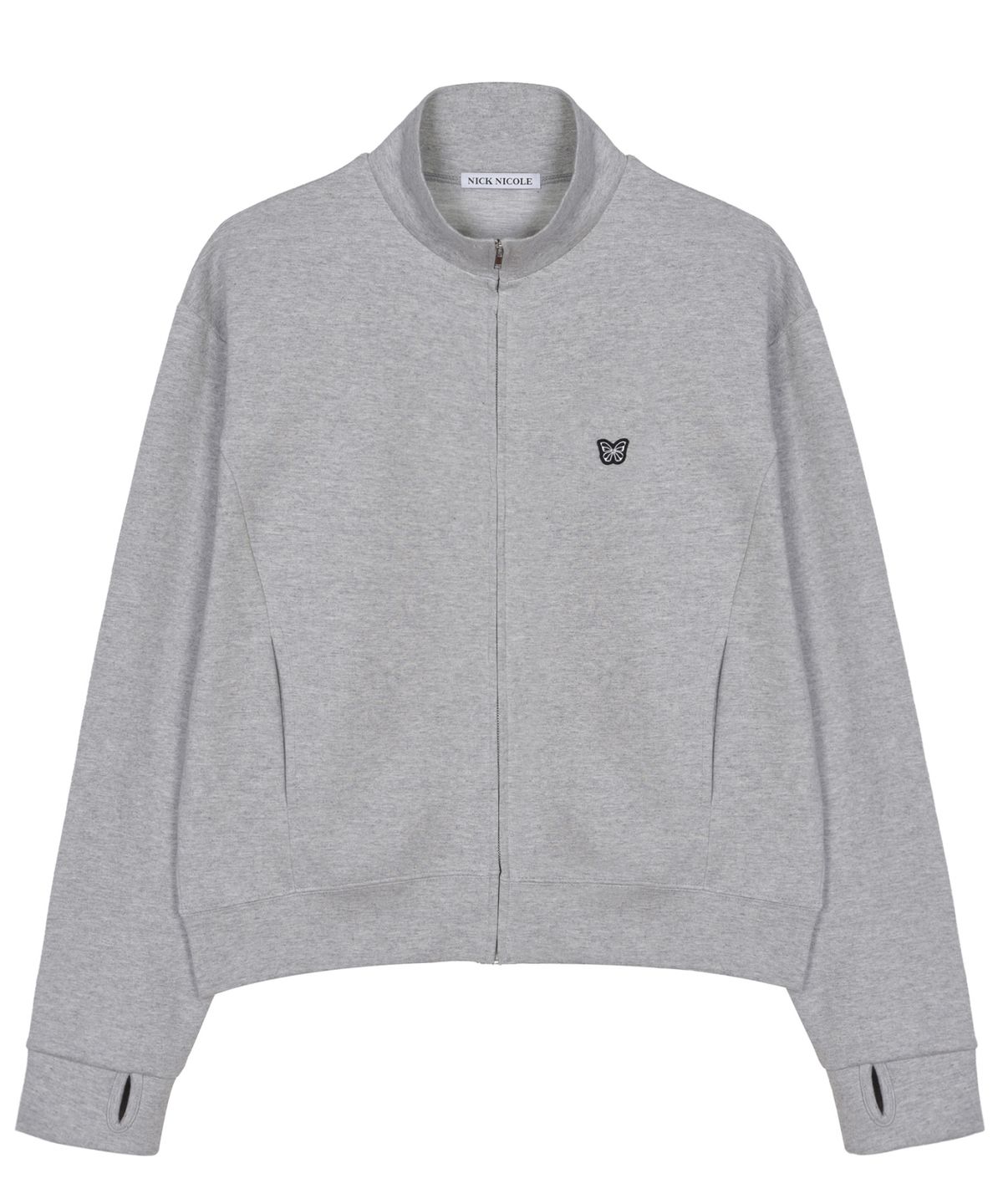 닉앤니콜(NICK&NICOLE) COTTON BUTTERFLY CROPPED ZIP-UP_GRAY