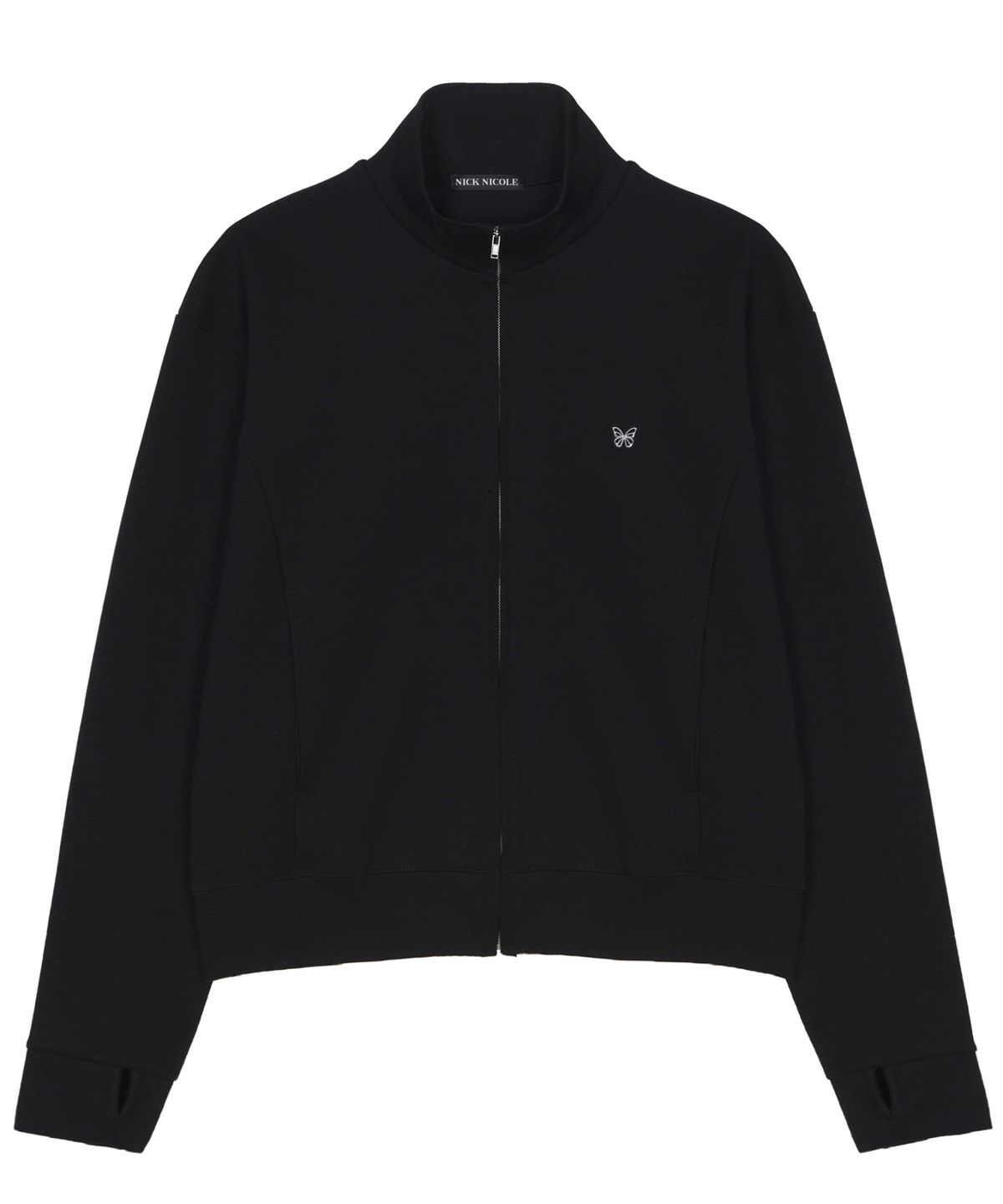 닉앤니콜(NICK&NICOLE) COTTON BUTTERFLY CROPPED ZIP-UP_BLACK