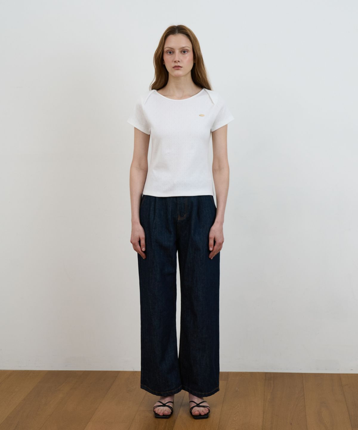 드헤베(DEHEVE) Punching Boat Neck T-shirt [Ivory]