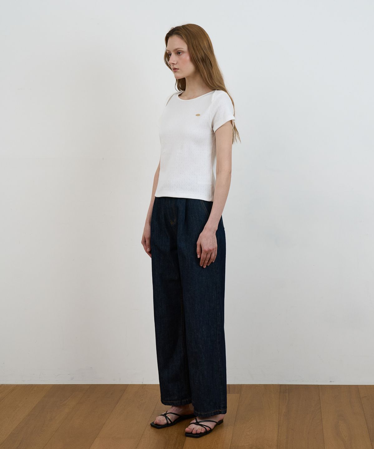 드헤베(DEHEVE) Punching Boat Neck T-shirt [Ivory]