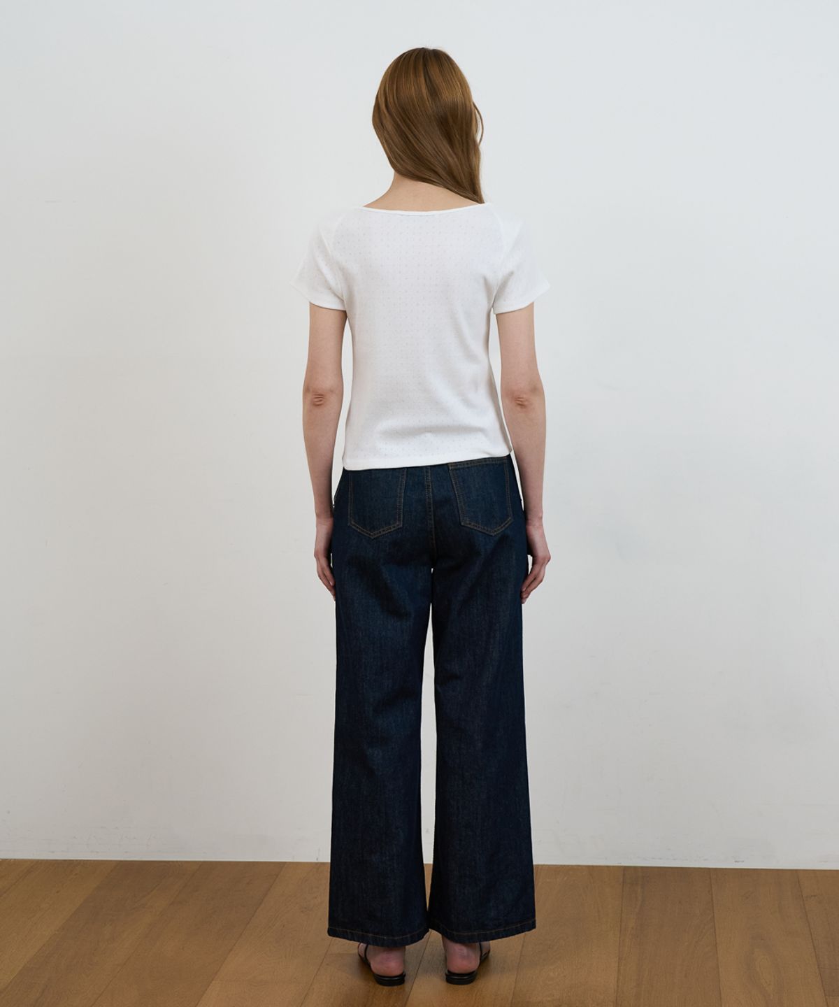 드헤베(DEHEVE) Punching Boat Neck T-shirt [Ivory]