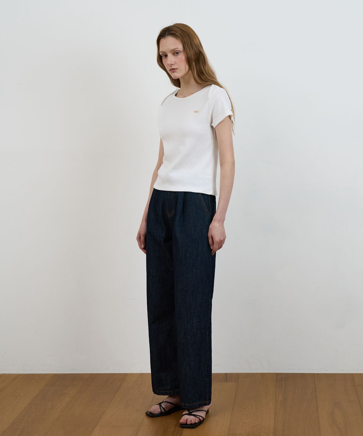 드헤베(DEHEVE) Punching Boat Neck T-shirt [Ivory]