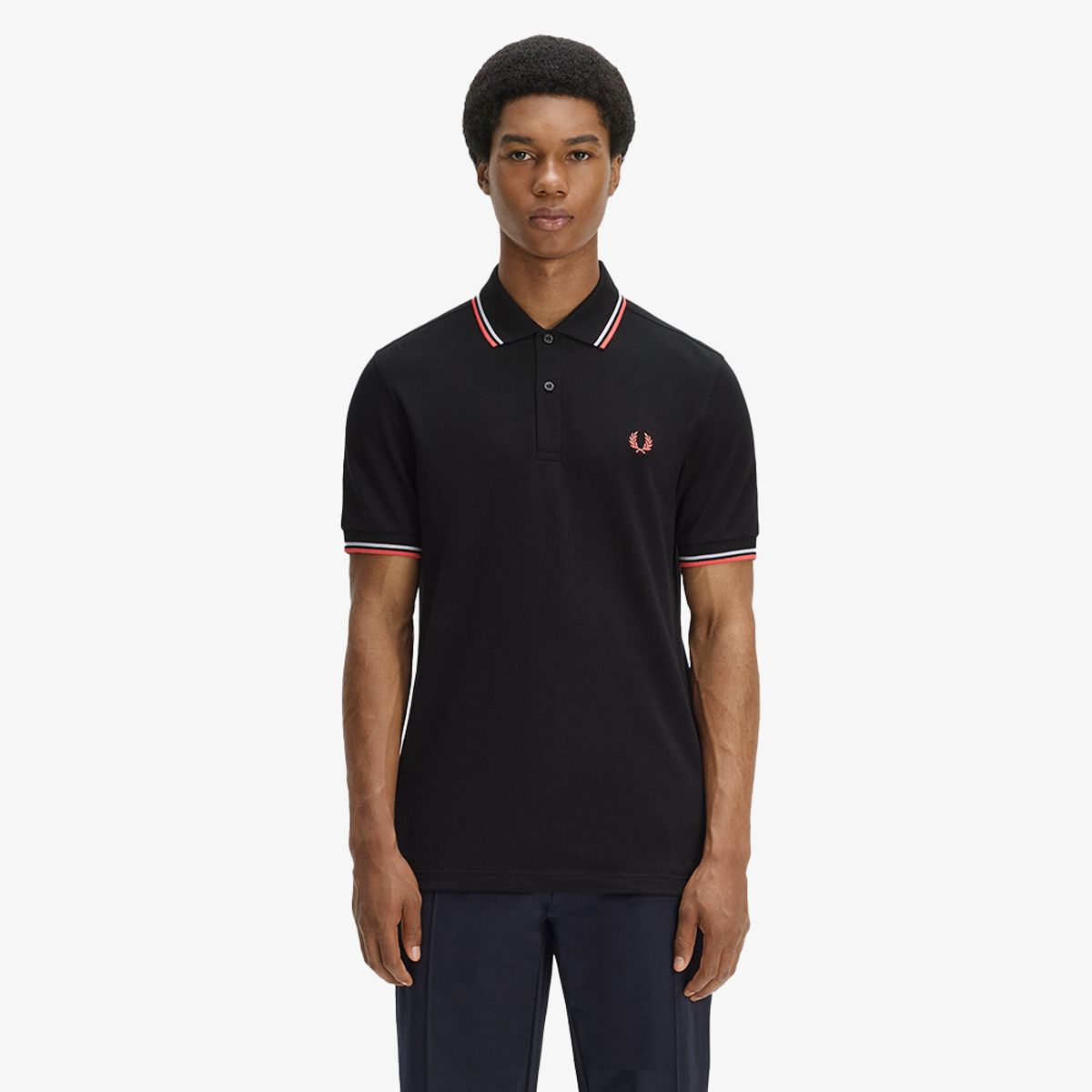 프레드페리(FRED PERRY) [M3600] 트윈 팁 프레드페리 셔츠 - 블랙/더스키블루/스트로베리크림 AFPM2613600-05C
