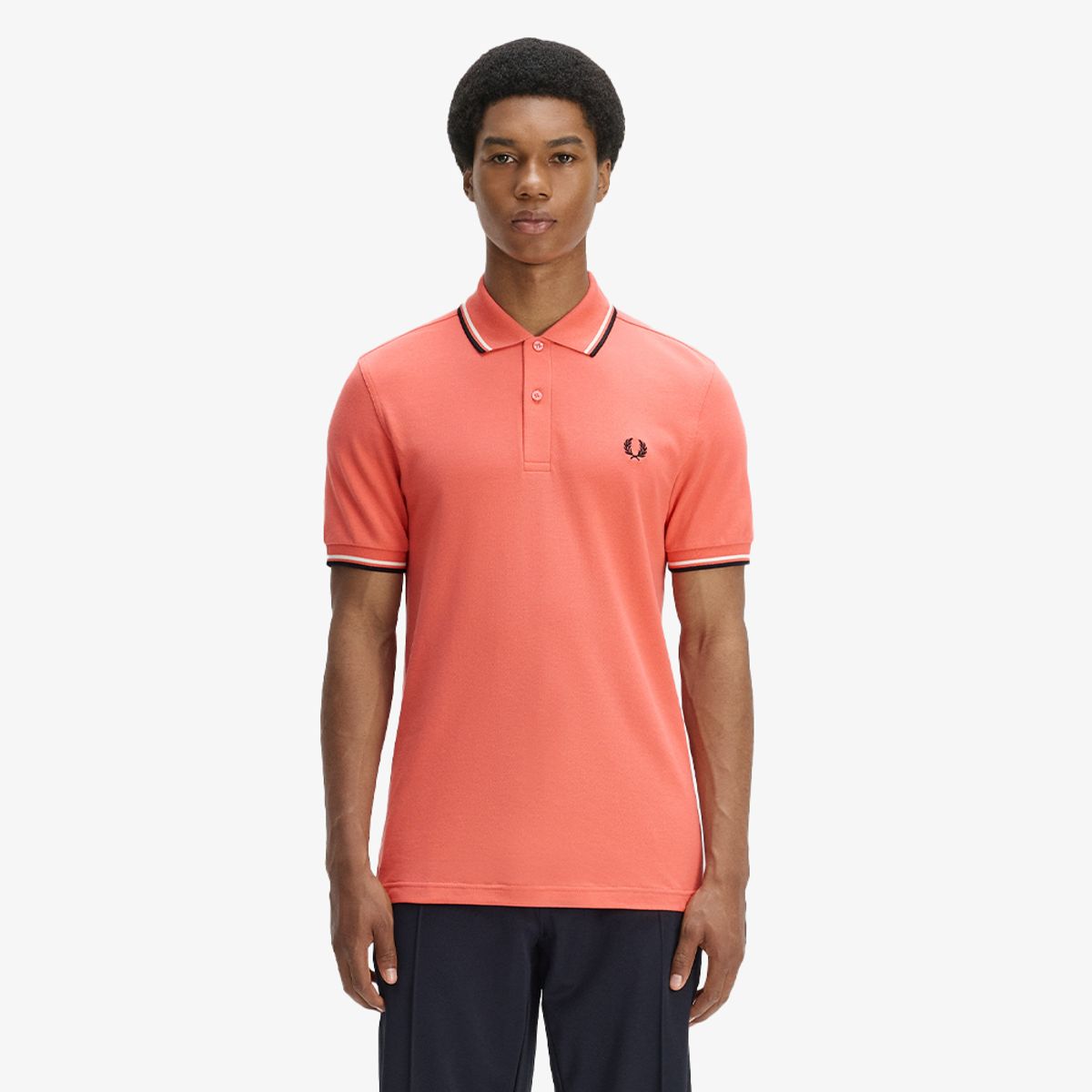 프레드페리(FRED PERRY) [M3600] 트윈 팁 프레드페리 셔츠 - 스트로베리크림/에크루/블랙 AFPM2613600-04C