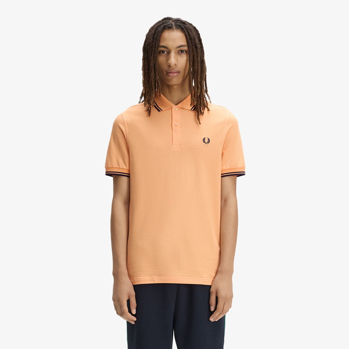 프레드페리(FRED PERRY) [M3600] 트윈 팁 프레드페리 셔츠 - 피치/프렌치네이비 AFPM2613600-82B
