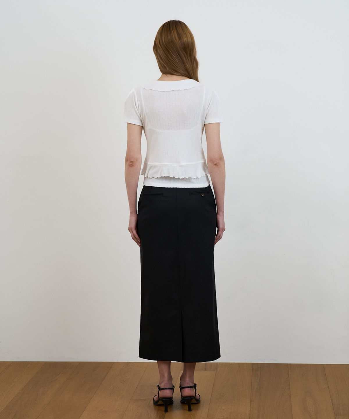 드헤베(DEHEVE) Frill Ribbon Cardigan Set [Ivory]