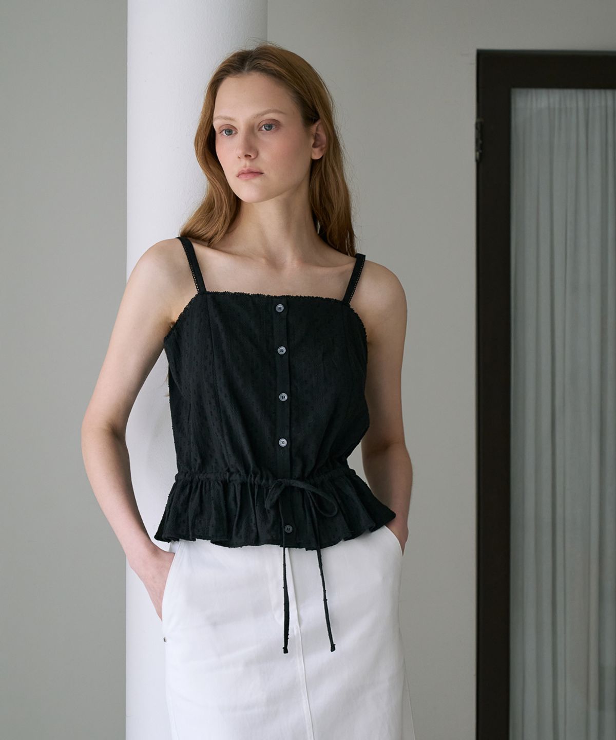 드헤베(DEHEVE) Lace String Sleeveless [Black]