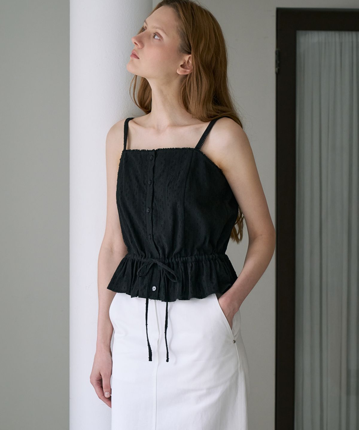 드헤베(DEHEVE) Lace String Sleeveless [Black]