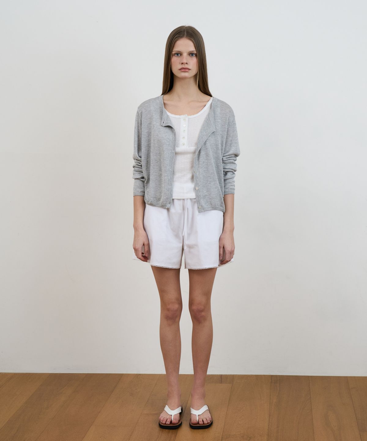 드헤베(DEHEVE) Lace Button Sleeveless [Ivory]