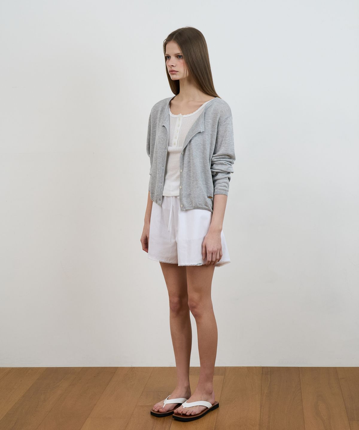 드헤베(DEHEVE) Lace Button Sleeveless [Ivory]