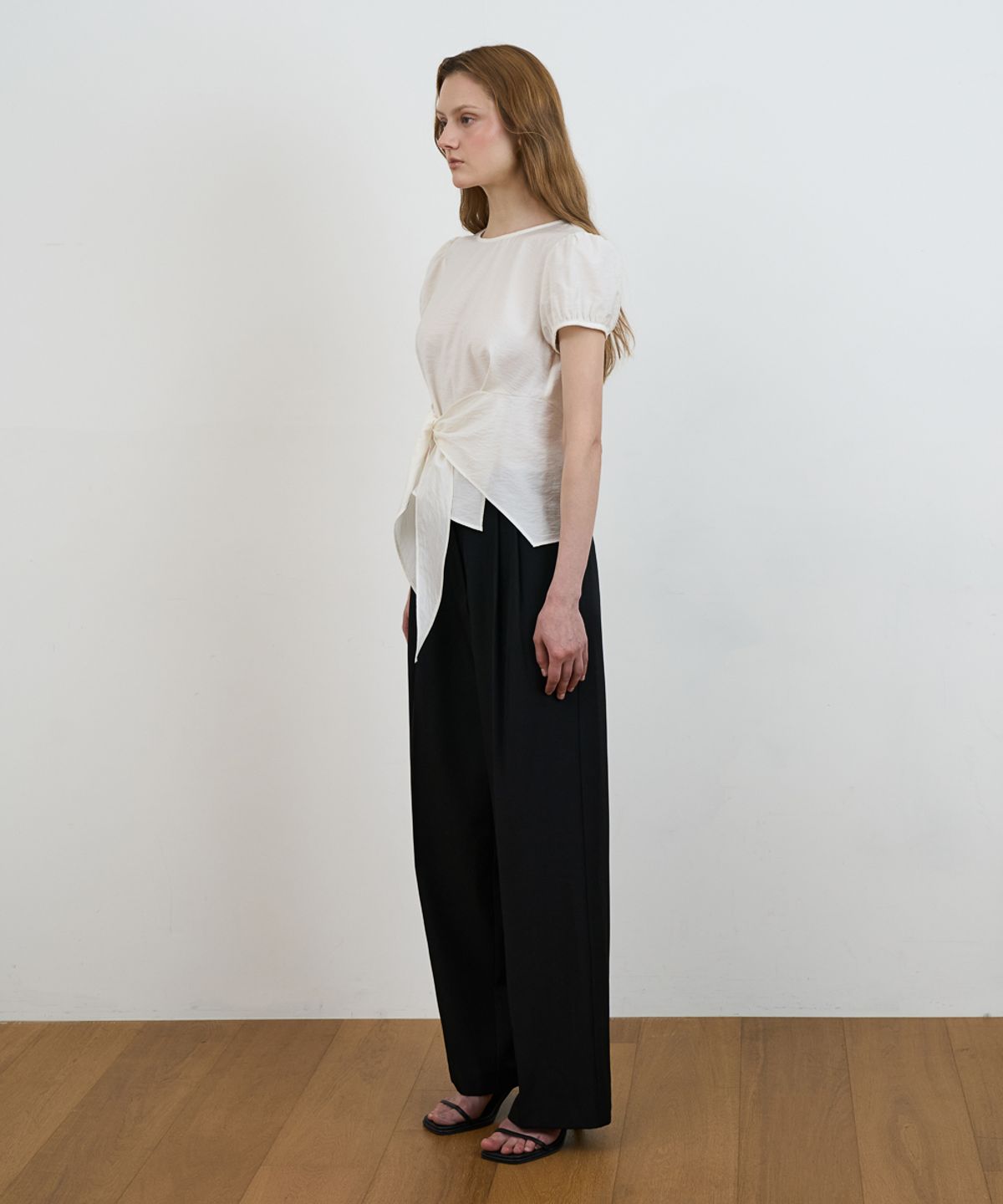 드헤베(DEHEVE) Wrap Drape Blouse [Ivory]