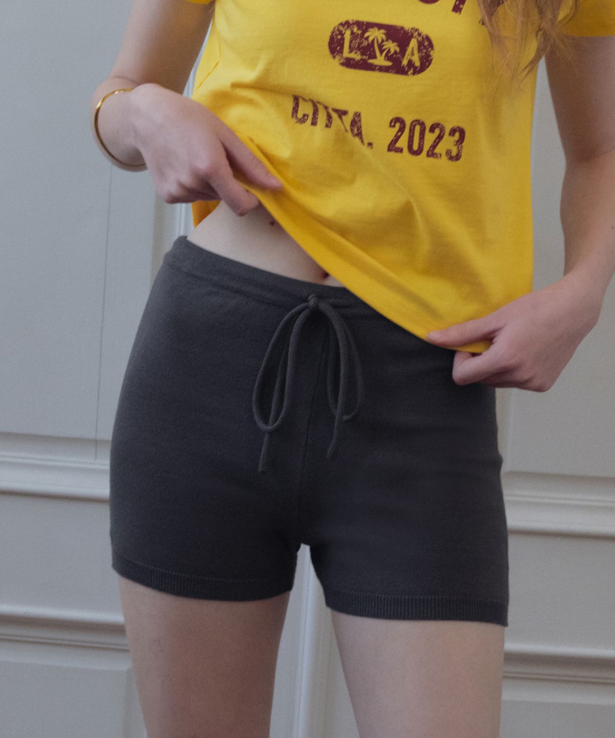 씨타(CITTA) Essential Knit Micro Shorts_CTB579(Charcoal)