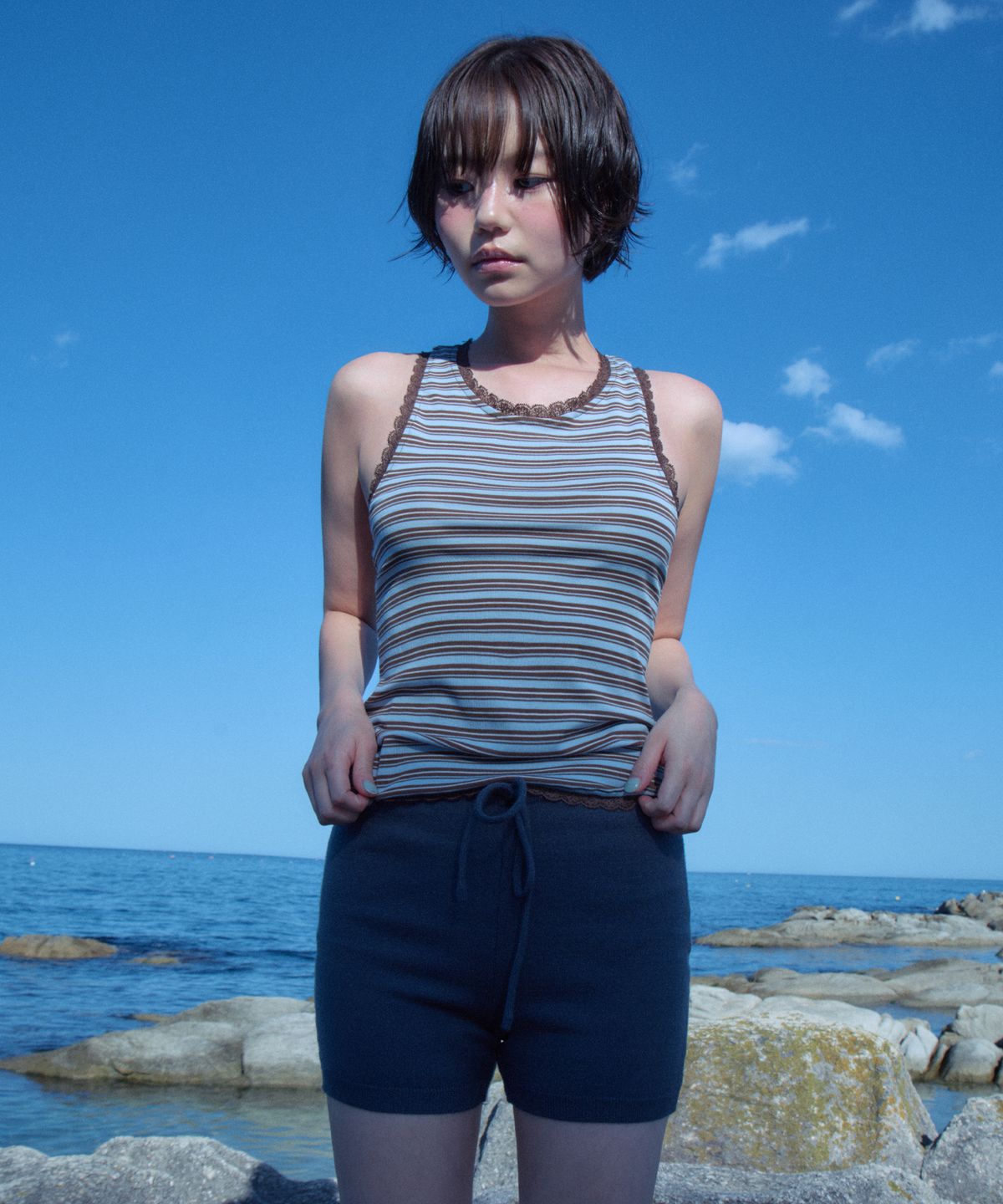 씨타(CITTA) Essential Knit Micro Shorts_CTB579(Charcoal)