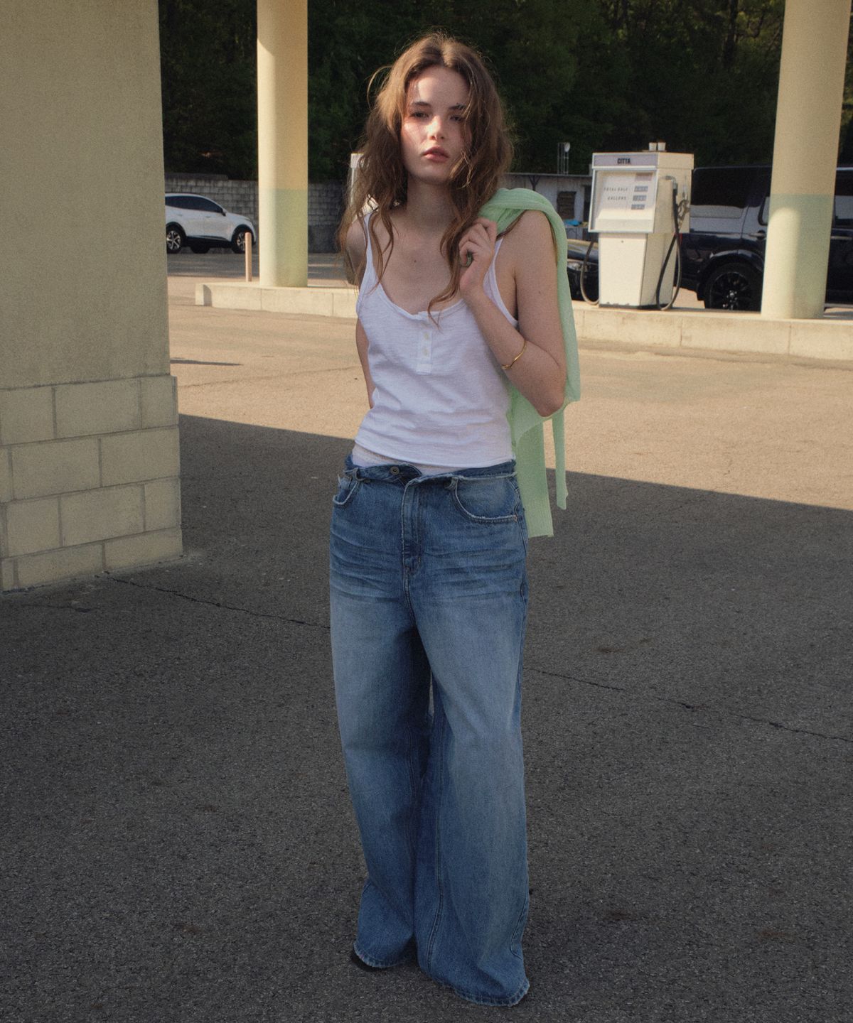 씨타(CITTA) Washing Low Rise Wide Denim Pants_CTD430(Medium Blue)
