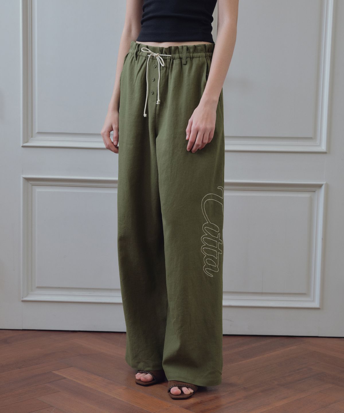 씨타(CITTA) Signature Logo Linen Wide Pants_CTB574(4color)