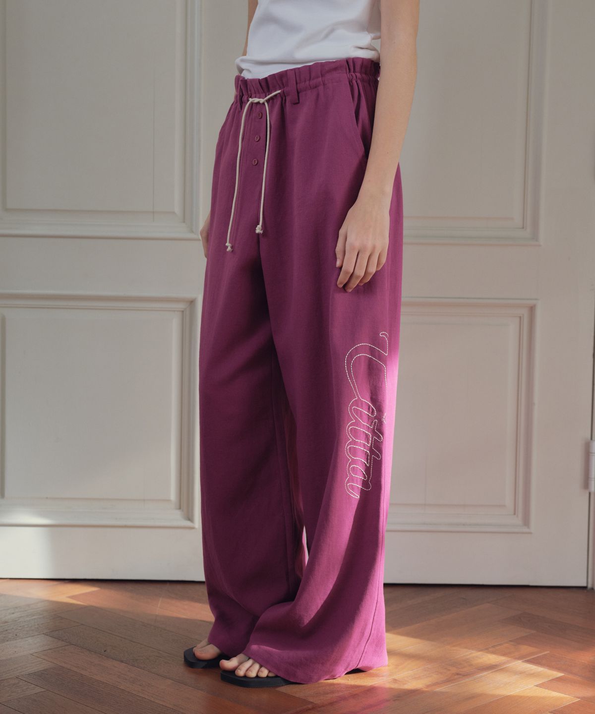 씨타(CITTA) Signature Logo Linen Wide Pants_CTB574(4color)