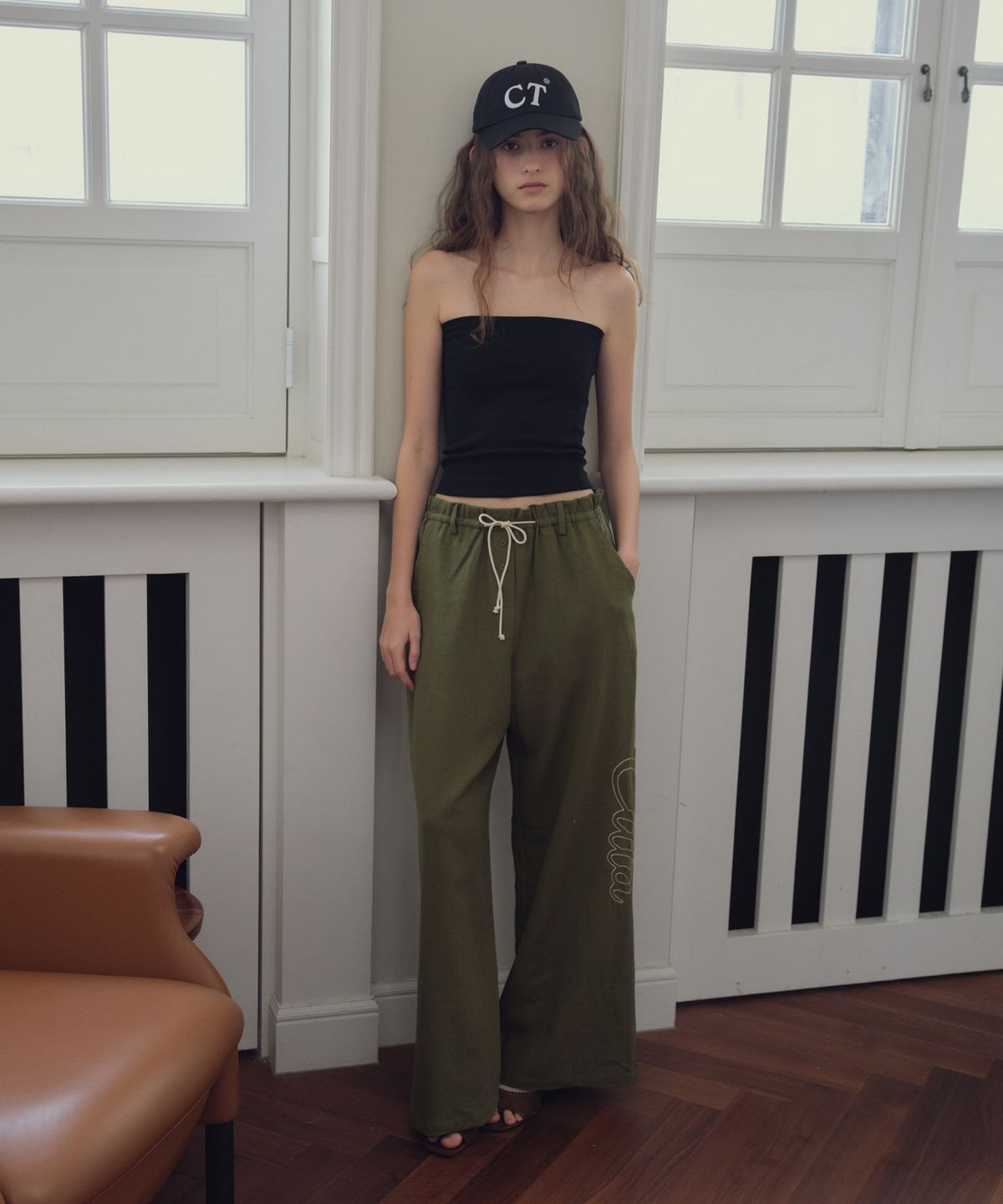 씨타(CITTA) Signature Logo Linen Wide Pants_CTB574(Khaki)