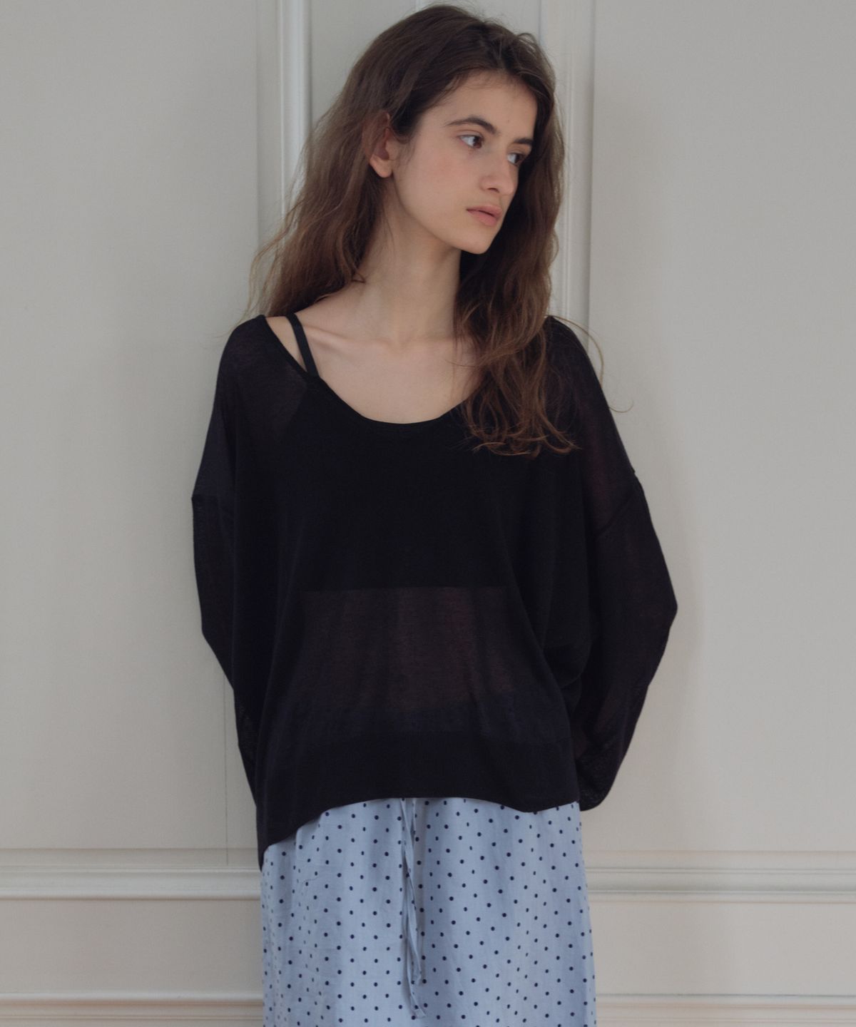 씨타(CITTA) Sheer Deep V-neck Knit_CTK272(4color)