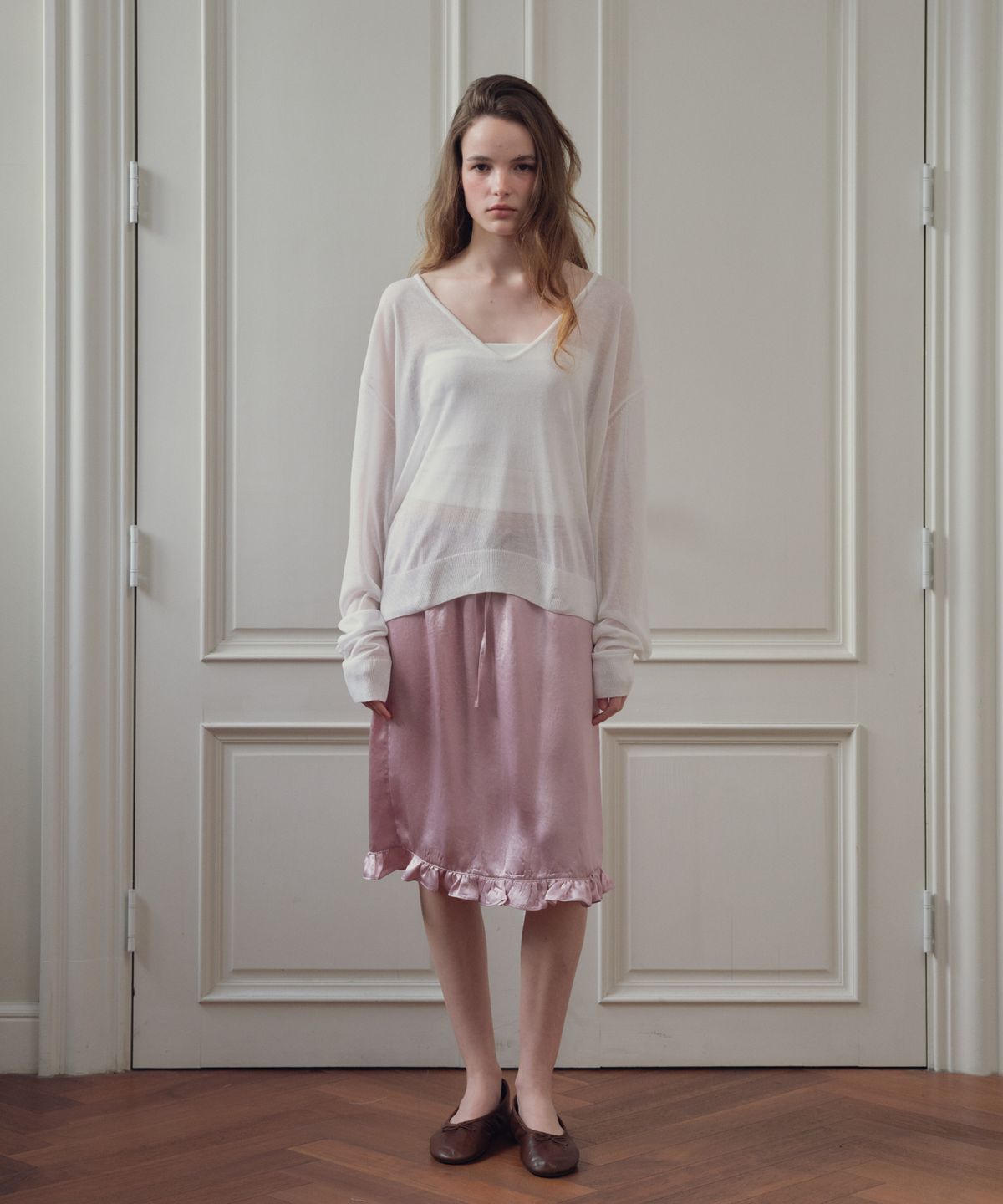 씨타(CITTA) Sheer Deep V-neck Knit_CTK272(4color)