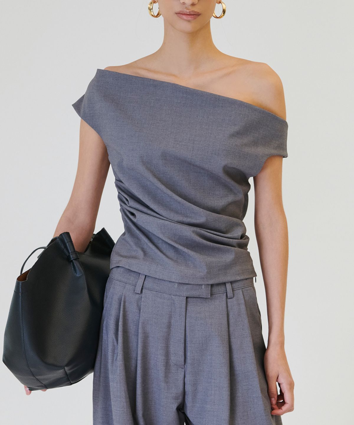 프로젝트 웨이브(PROJECT WAVE) Mare Shirring Top [GRAY]