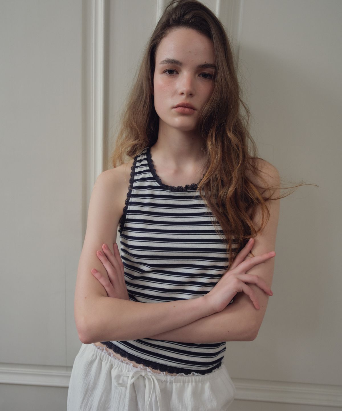 씨타(CITTA) Stripe Lace Sleeveless_CTT3021(Navy)