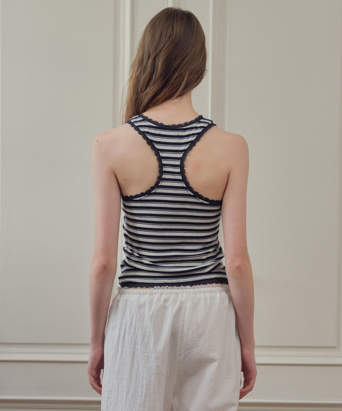 씨타(CITTA) Stripe Lace Sleeveless_CTT3021(Navy)