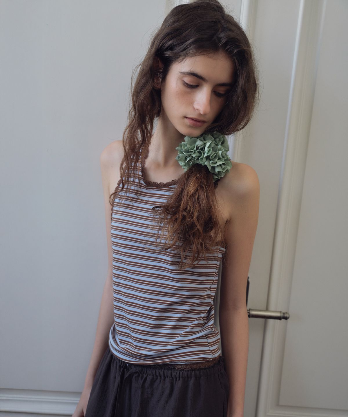 씨타(CITTA) Stripe Lace Sleeveless_CTT3021(Brown)