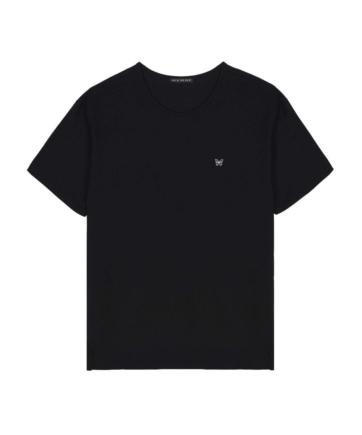 닉앤니콜(NICK&NICOLE) FLUID BUTTERFLY SLIT T-SHIRT_BLACK