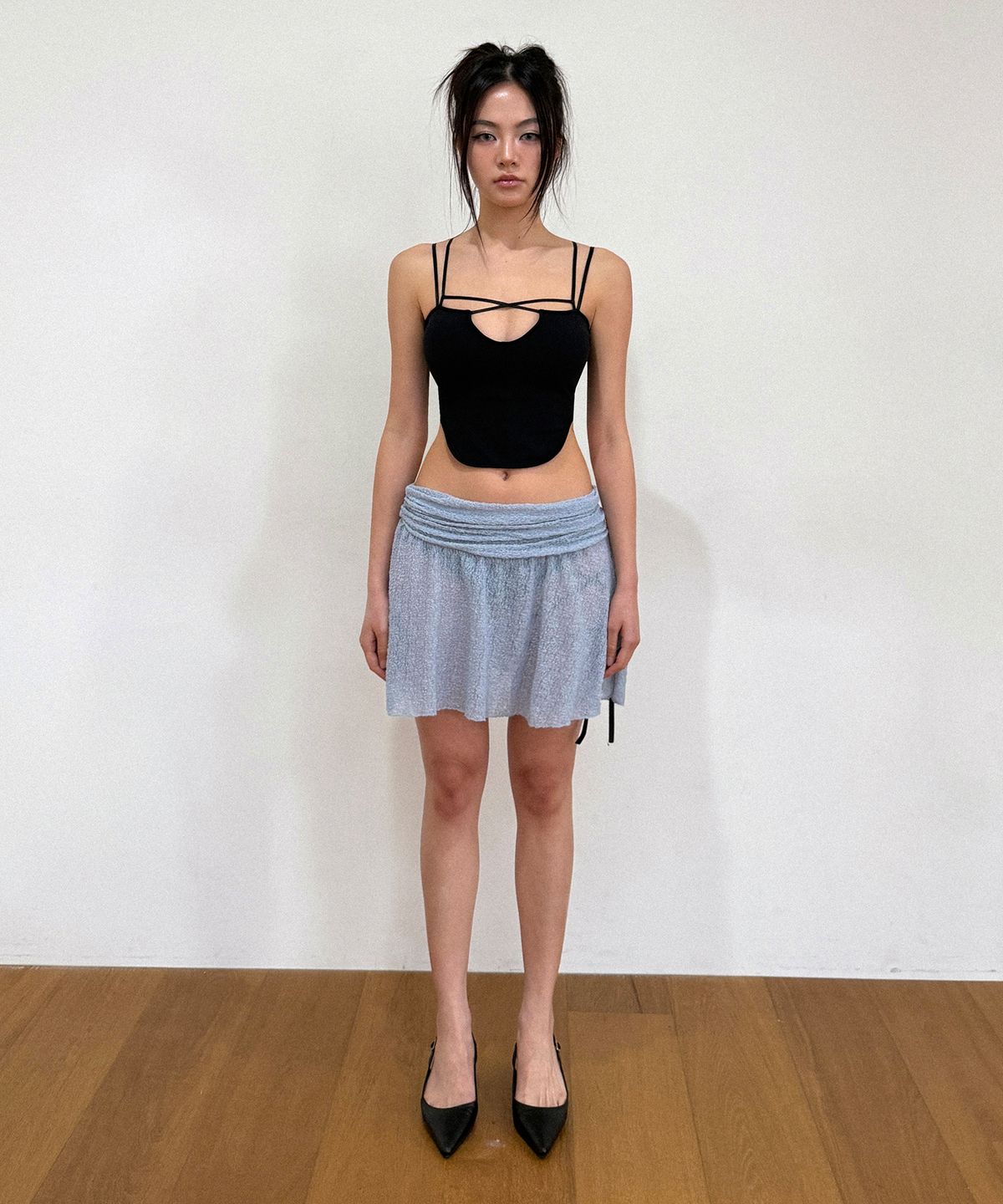 비나제이(VINAJ) 크로스 믹스 하프탑 비키니브라 (Black)