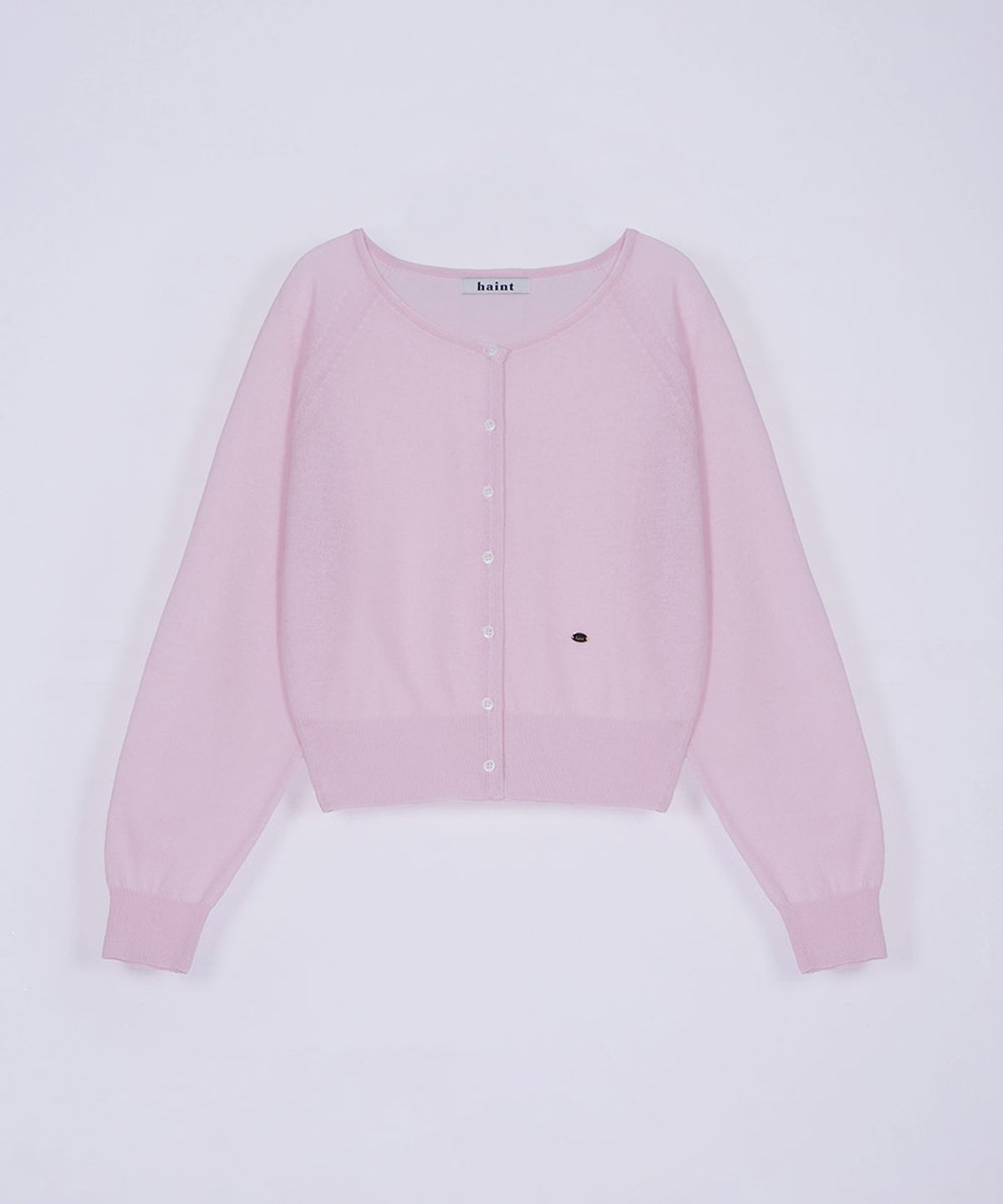 헤인트(HAINT) SOFT ROUND NECK BUTTON CARDIGAN 3COL_PINK