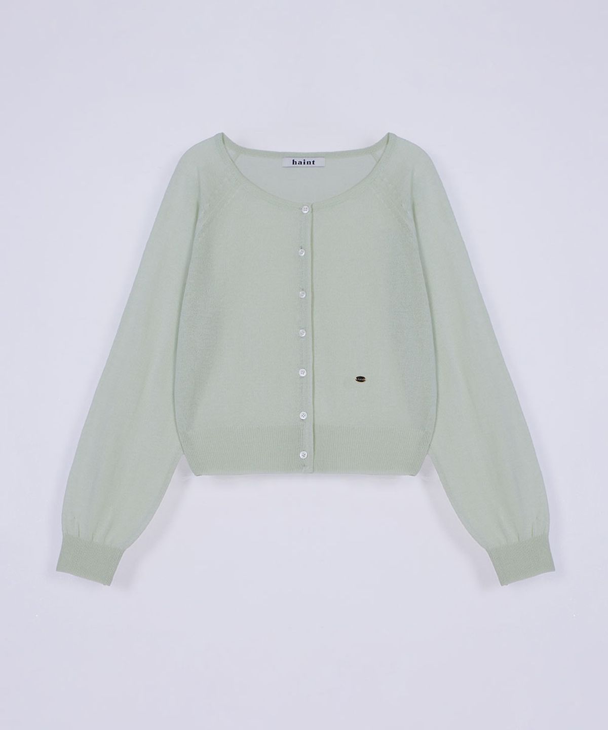 헤인트(HAINT) SOFT ROUND NECK BUTTON CARDIGAN 3COL_MINT