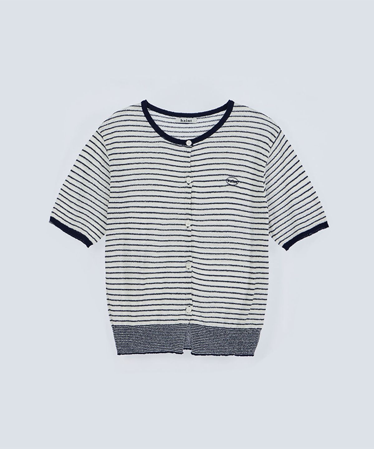 헤인트(HAINT) TIDE STRIPE HALF CARDIGAN 2COL_IVORYRED