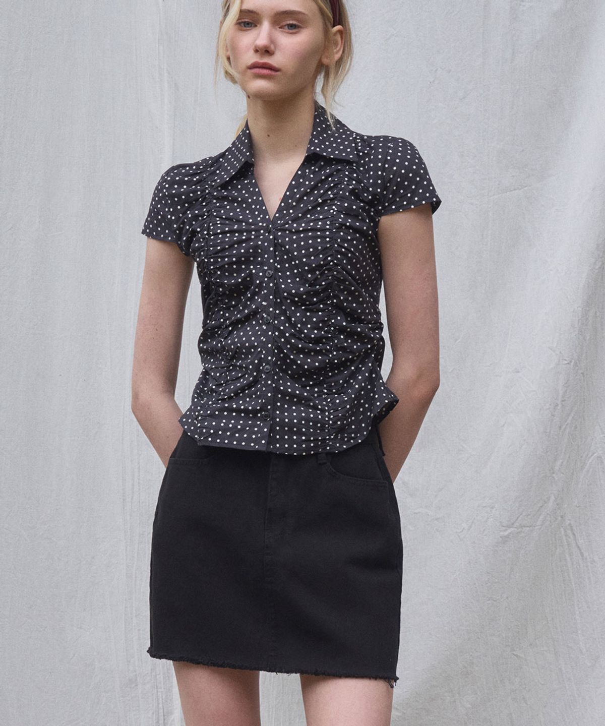 헤인트(HAINT) LONY NATURAL COTTON A LINE MINI SKIRT 2COL_BLACK