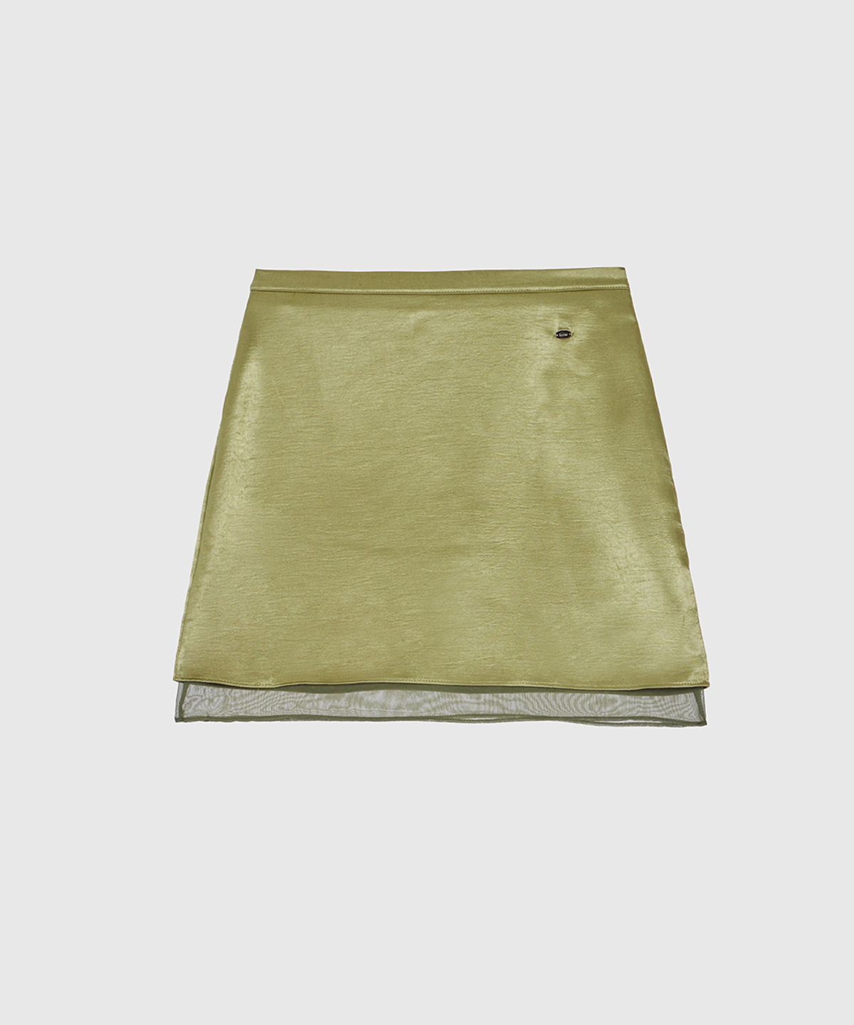 헤인트(HAINT) MIST DOUBLE LAYERED SATIN MINI SKIRT 3COL_OLIVE