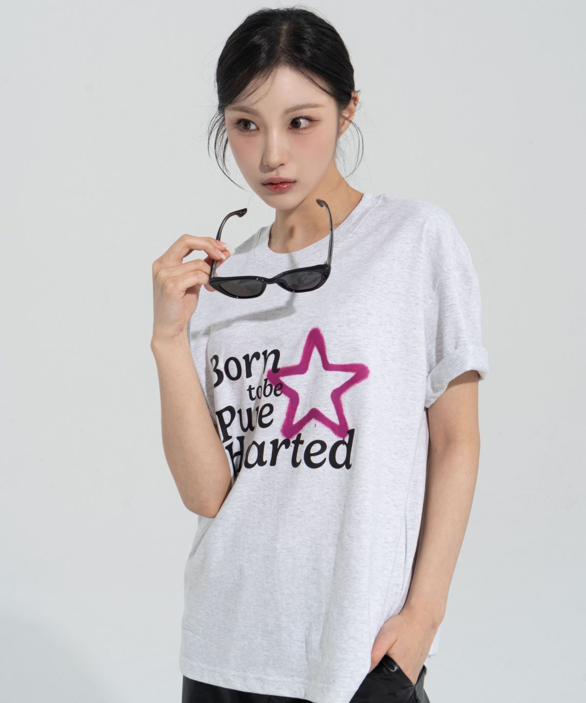 페이즈화이트(PHASEWHITE) [PHASE_4] PURE STAR SHORTSLEEVES _LIGHT MELANGE / 8802026-ST24
