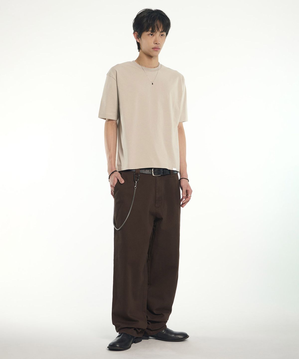노매뉴얼(NOMANUAL) NM PLAIN CROP T-SHIRT - BEIGE