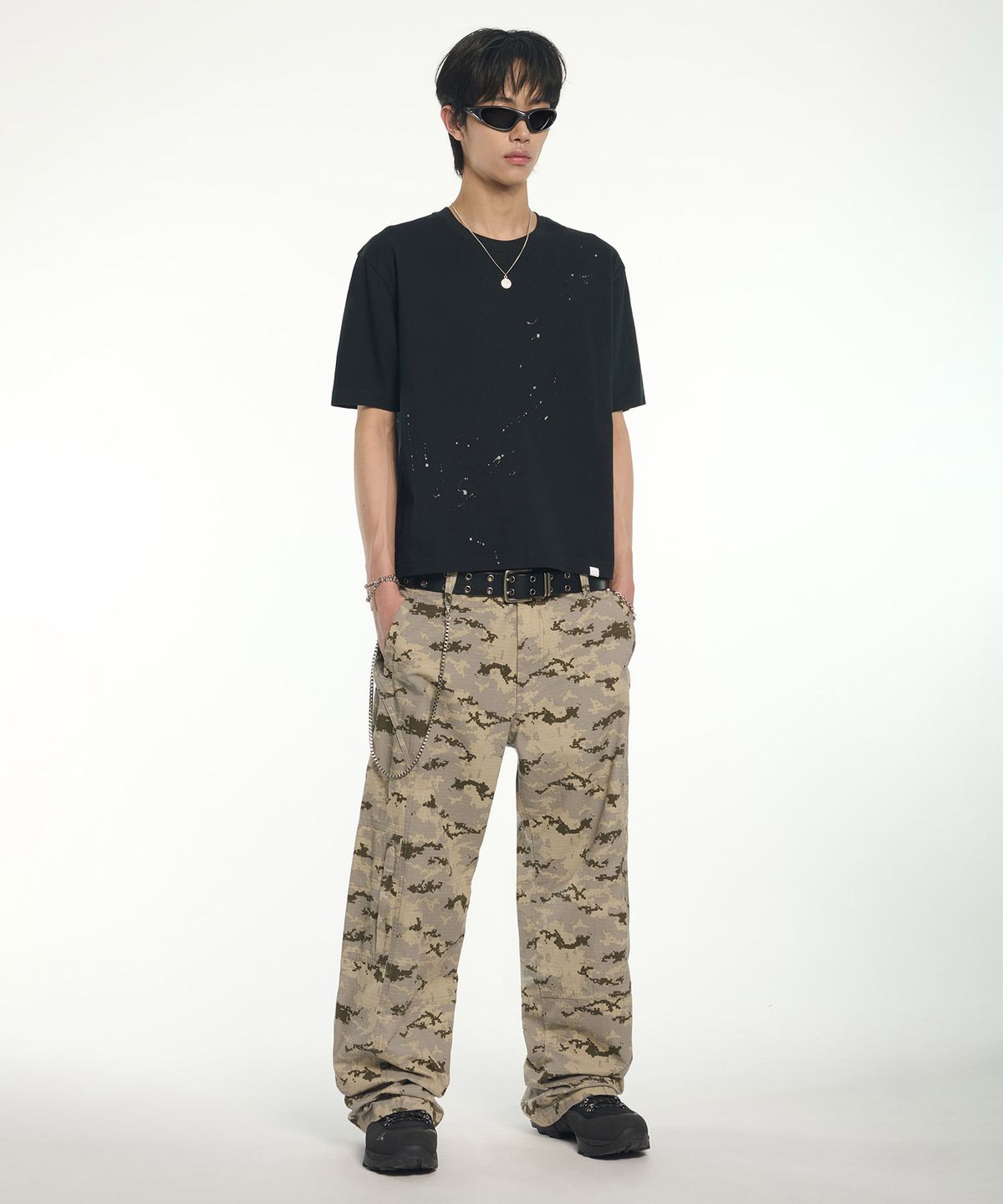 노매뉴얼(NOMANUAL) NM PAINTED CROP T-SHIRT - BLACK