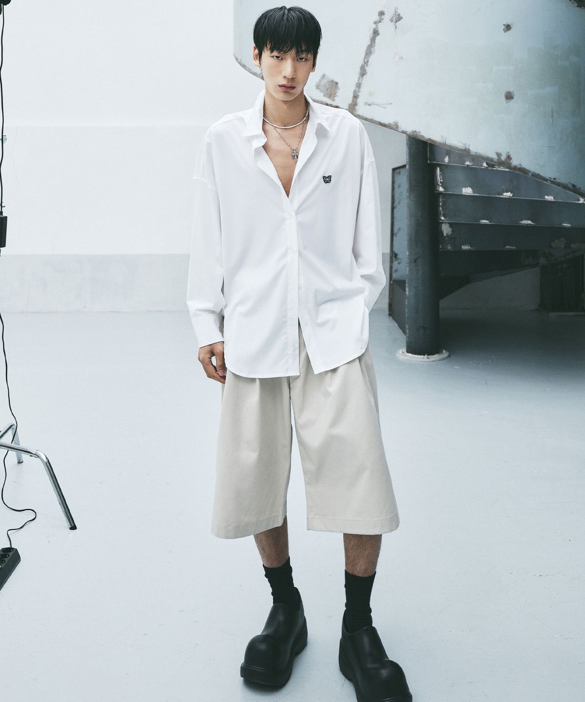 닉앤니콜(NICK&NICOLE) WIDE TWO-TUCK BERMUDA PANTS_BEIGE