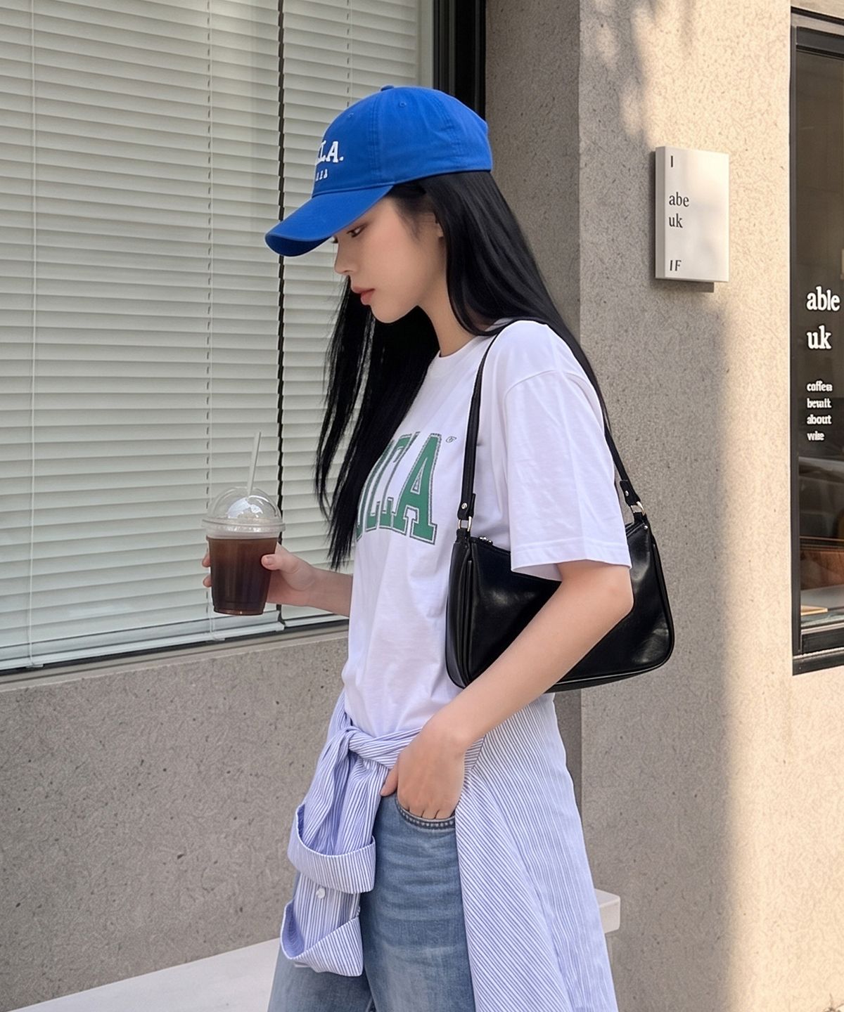 유씨엘에이(UCLA) 남녀공용 UCLA 더블 라인 아치 로고 티셔츠[WHITE](UC6STA1)