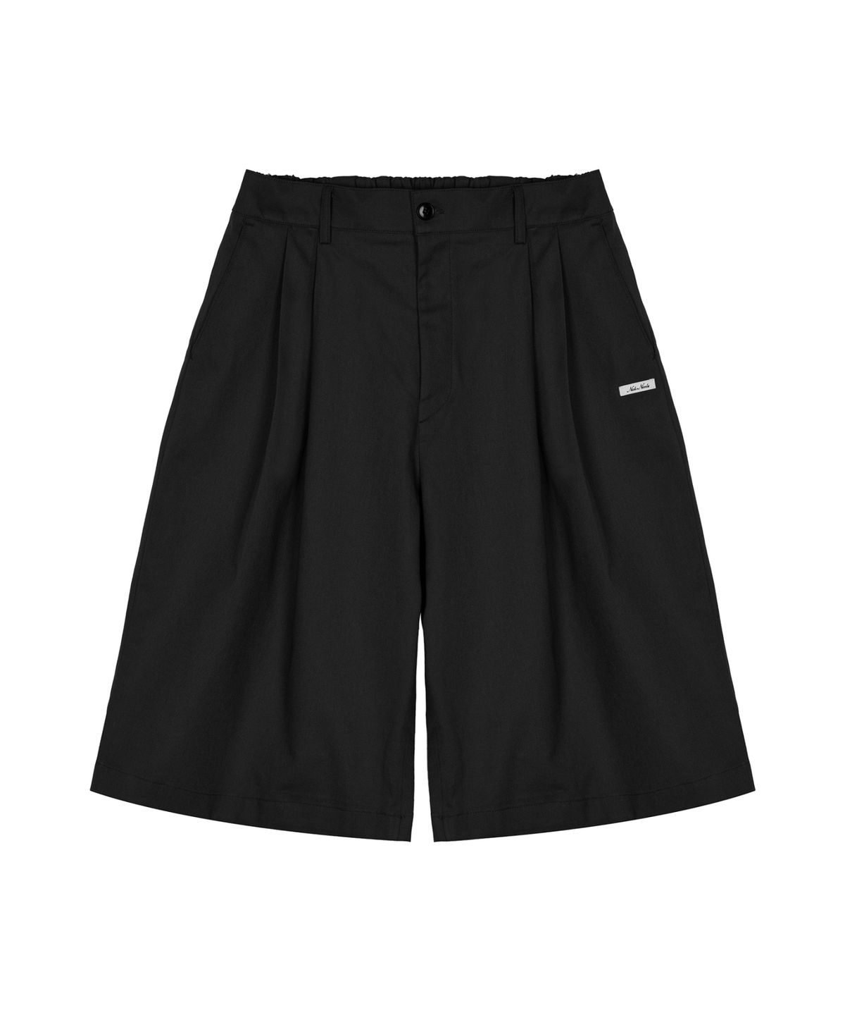 닉앤니콜(NICK&NICOLE) WIDE TWO-TUCK BERMUDA PANTS_BLACK