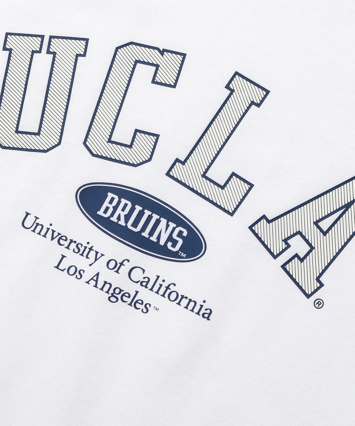 유씨엘에이(UCLA) 남녀공용 UCLA 스트라이프 아치 로고 티셔츠[WHITE](UC6STA3)