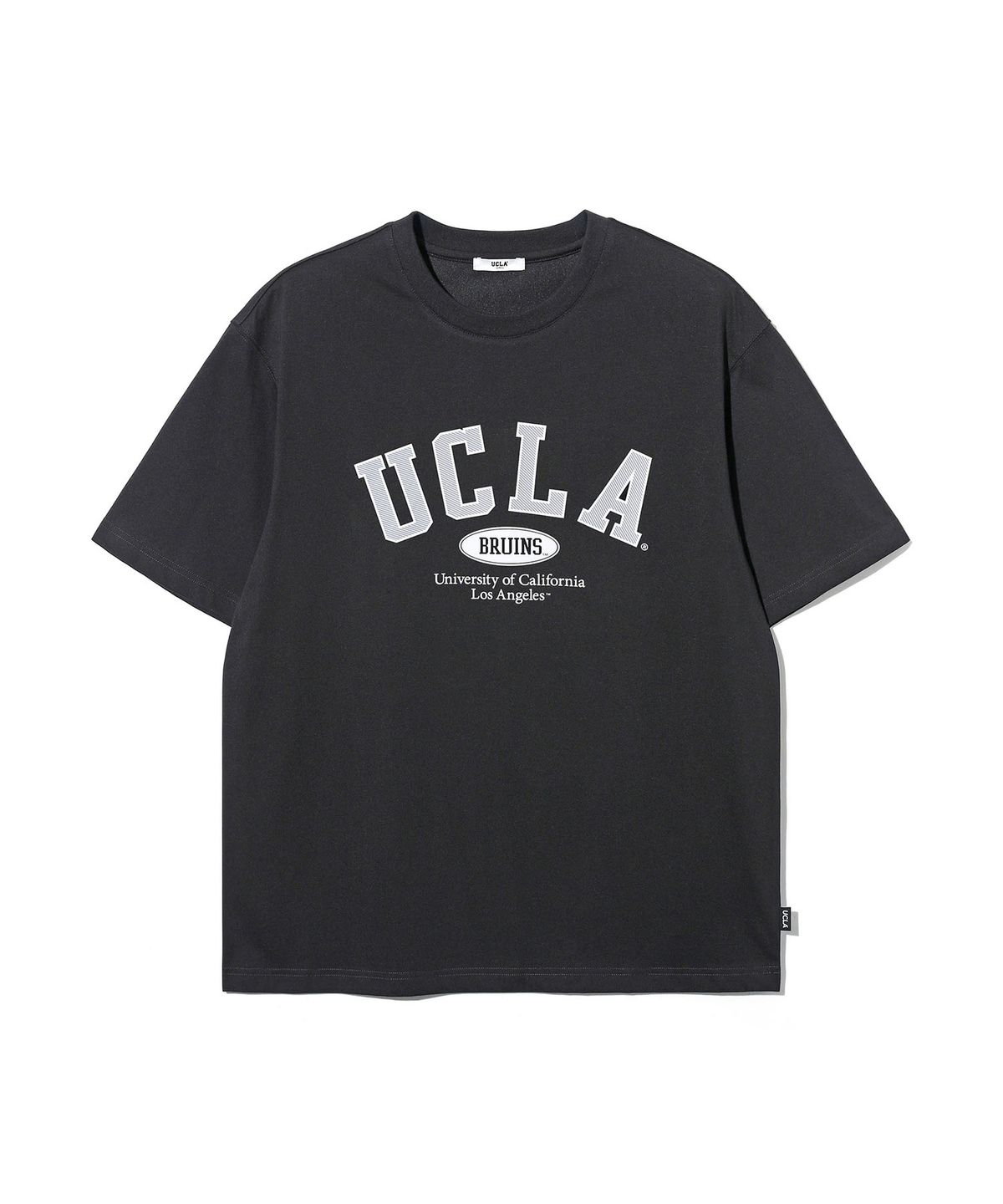 유씨엘에이(UCLA) 남녀공용 UCLA 스트라이프 아치 로고 티셔츠[BLACK](UC6STA3)