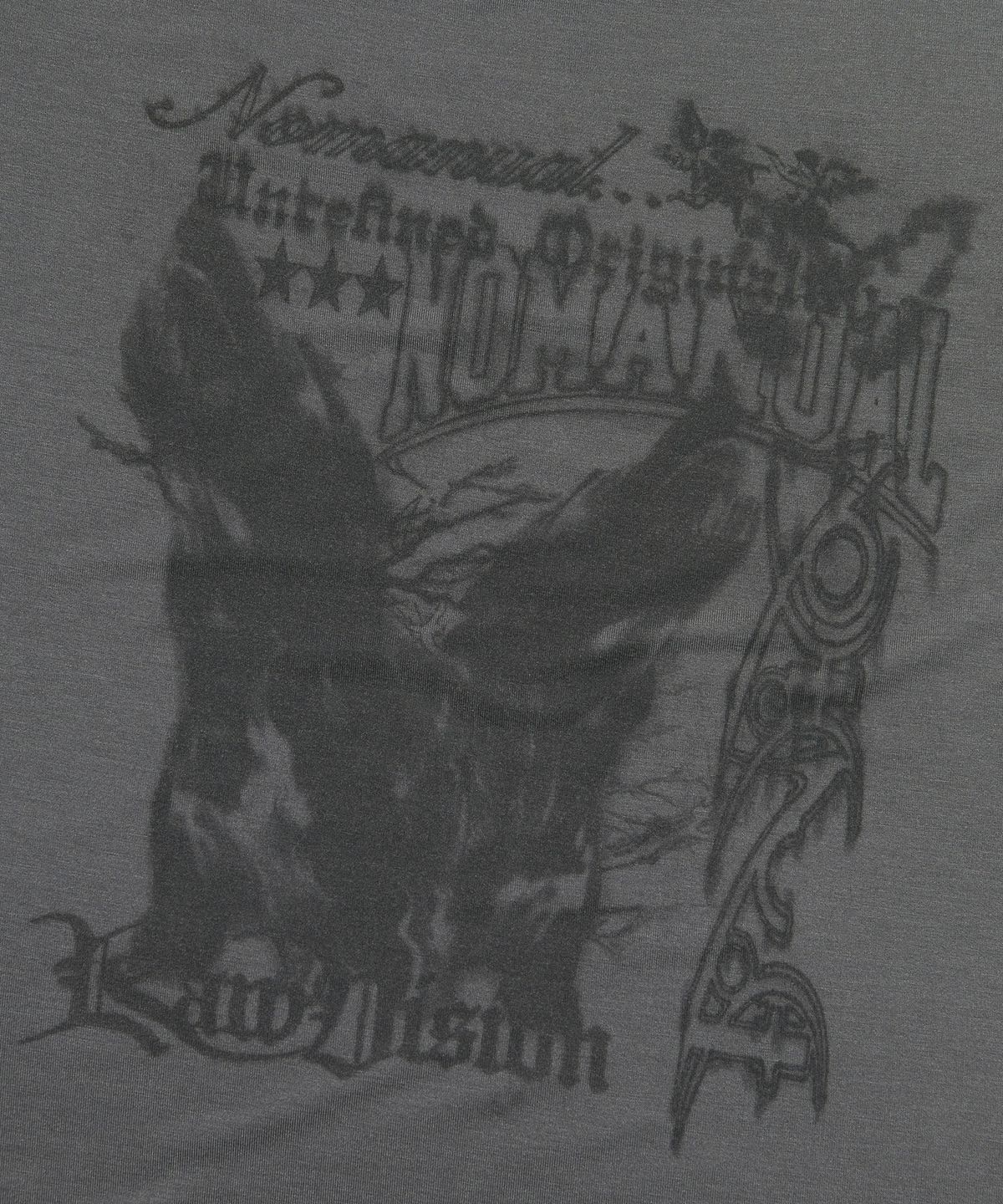 노매뉴얼(NOMANUAL) RAW SKETCHED LONG SLEEVE TEE - CHARCOAL